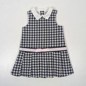 Janie and Jack Black and White Houndstooth Dress with Pink Bow
